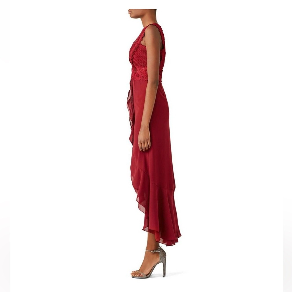 Unitedwood high low Jodie cocktail dress floral lace crochet red cocktail party - Picture 6 of 16